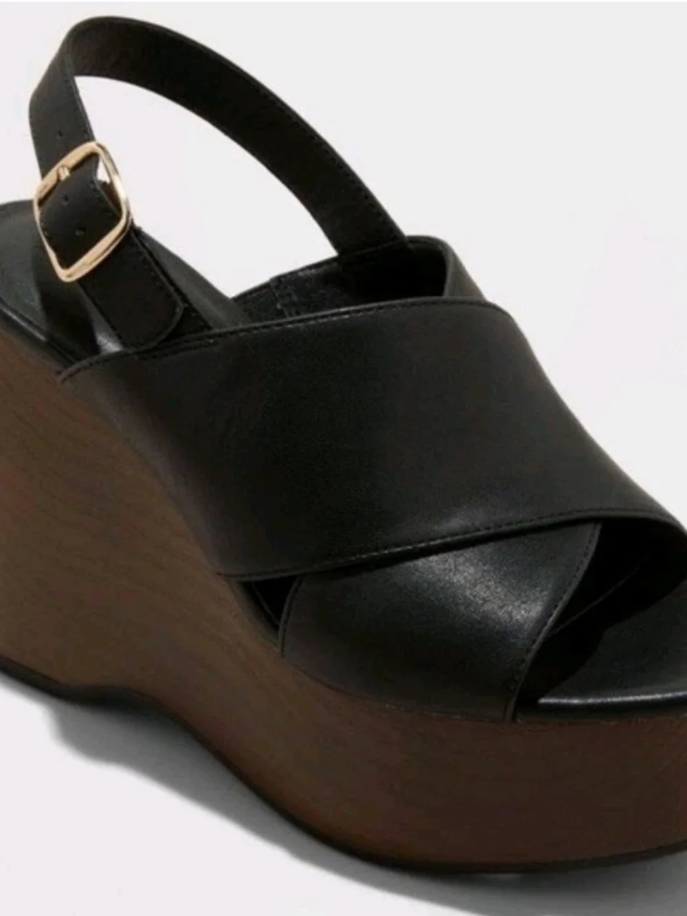 Universal Thread Womens Black Crisscross Platform Wedge Sandals Memory Foam 7.5